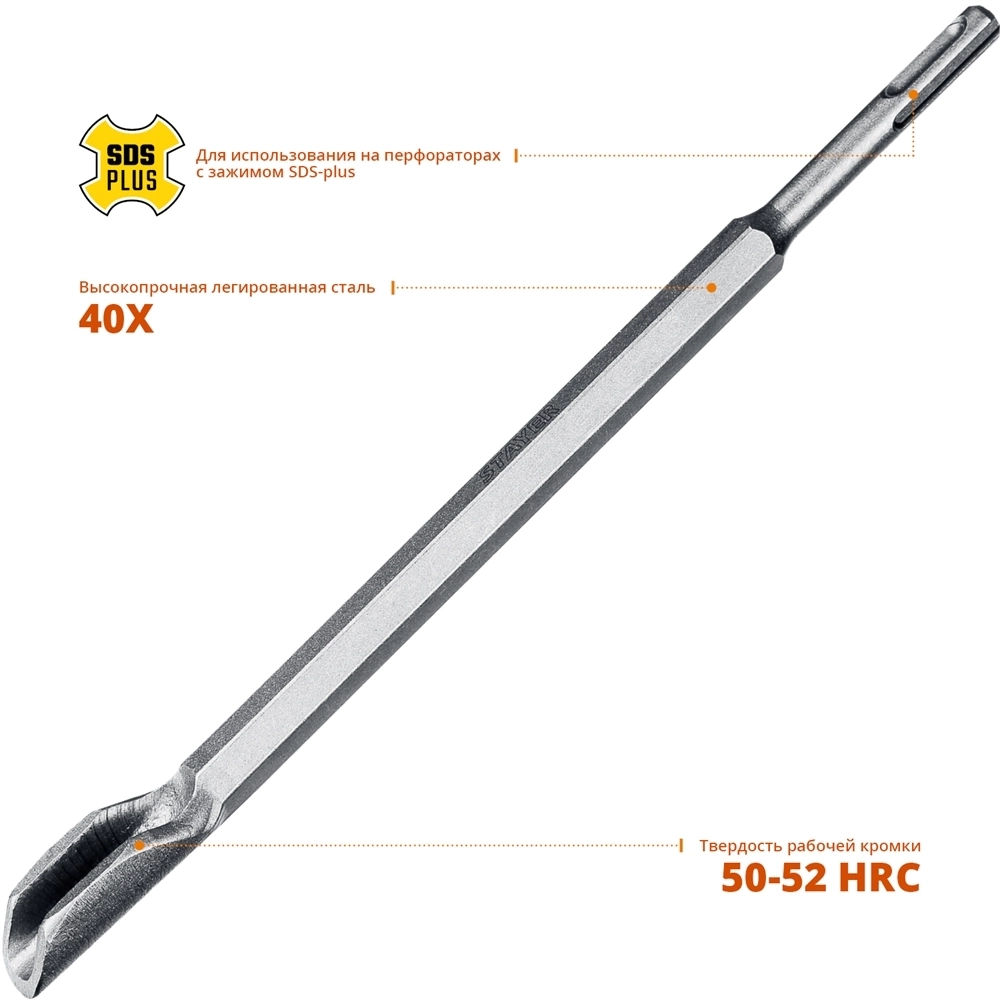 STAYER  Gorilla Force, 22 х 250 мм, SDS-Plus, зубило-штробер, Professional (29351-00-250) 29357-22-250_z02