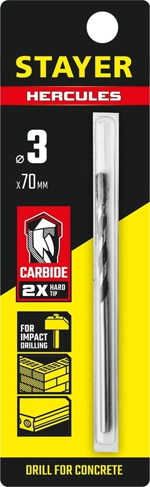 STAYER  Hercules, 3 x 70 мм, сверло по бетону, Professional (2915-070-03) 2915-070-03_z01