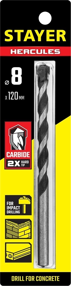 STAYER  Hercules, 8 x 120 мм, cверло по бетону, Professional (2915-120-08) 2915-120-08_z01