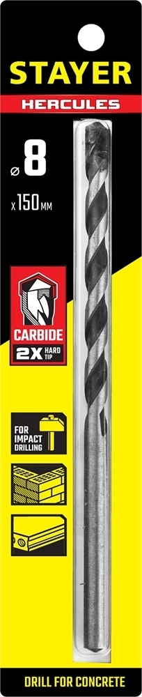 STAYER  Hercules, 8 x 150 мм, cверло по бетону, Professional (2915-150-08) 2915-150-08_z01