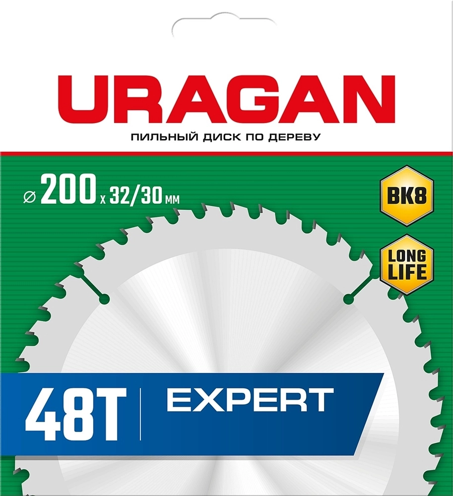 URAGAN  Expert, 200 х 32/30 мм, 48Т, пильный диск по дереву (36802-200-32-48) 36802-200-32-48_z01