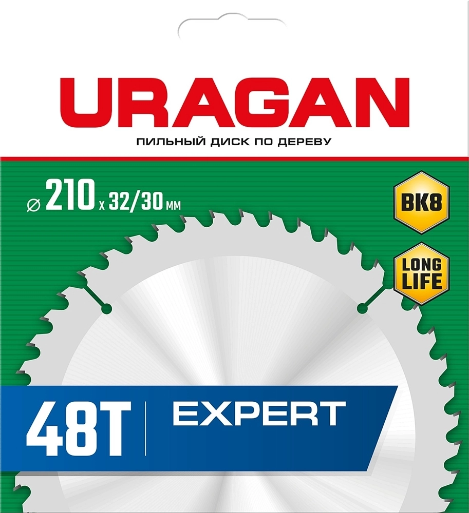 URAGAN  Expert, 210 х 32/30 мм, 48Т, пильный диск по дереву (36802-210-32-48) 36802-210-32-48_z01