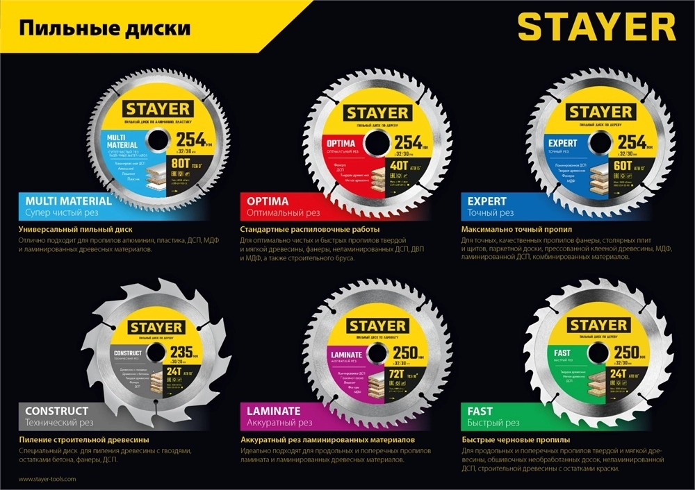 STAYER  Expert, 216 x 32/30 мм, 48Т, точный рез, пильный диск по дереву (3682-216-32-48) 3682-216-32-48_z01