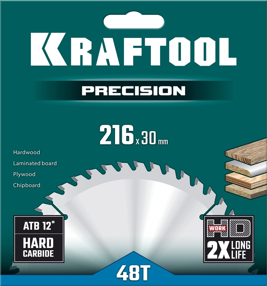 KRAFTOOL  Precision, 216 х 30 мм, 48Т, пильный диск по дереву (36952-216-30) 36952-216-30