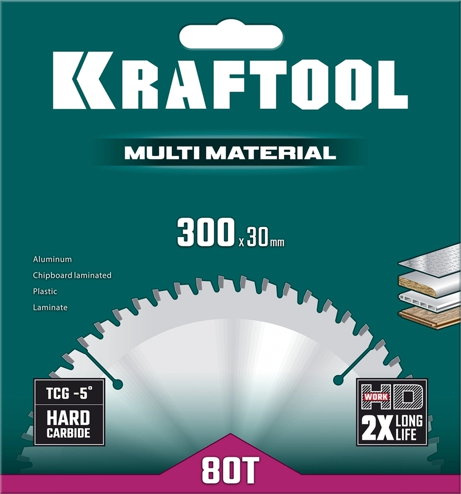 KRAFTOOL  Multi Material, 300 х 30 мм, 80Т, пильный диск по алюминию (36953-300-30) 36953-300-30