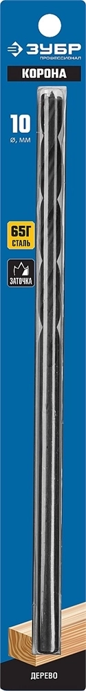 ЗУБР  d 10 x 300/150 мм, М-образная заточка, спиральное сверло по дереву, Профессионал (29421-300-10) 29421-300-10_z01