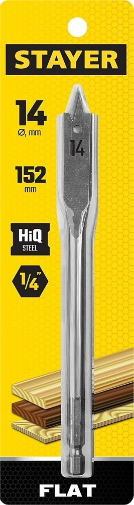 STAYER  Flat, 14 x 152 мм, перовое, cверло по дереву (2950-14) 2950-14_z01