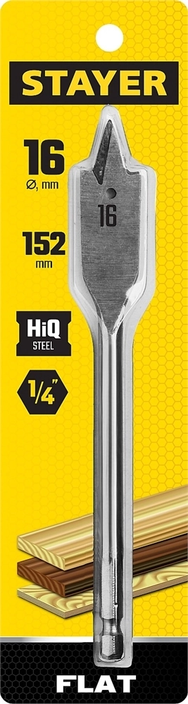 STAYER  Flat, 16 x 152 мм, перовое, cверло по дереву (2950-16) 2950-16_z01