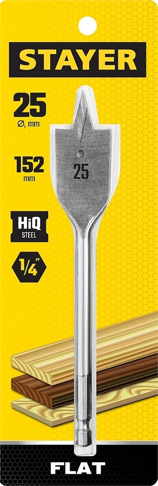 STAYER  Flat, 25 x 152 мм, перовое, cверло по дереву (2950-25) 2950-25_z01