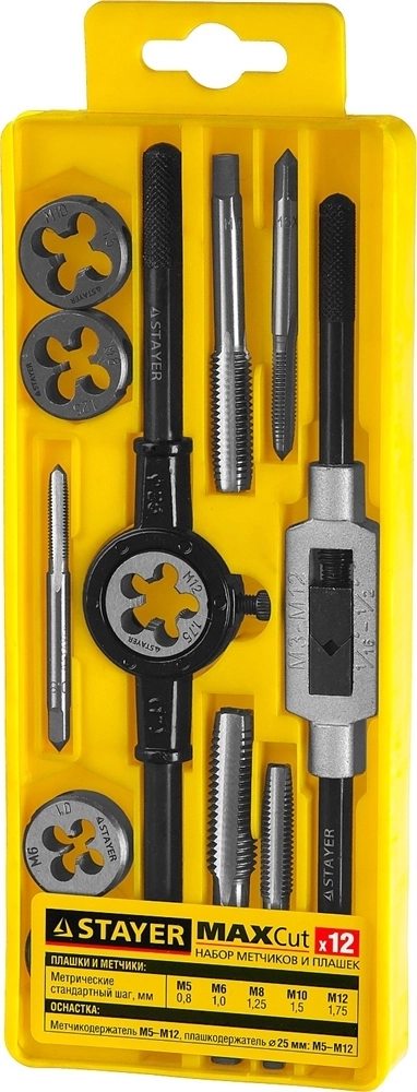 STAYER  MaXCut, 12 предмета, набор  метчиков и плашек (28012-H12) 28012-H12_z01