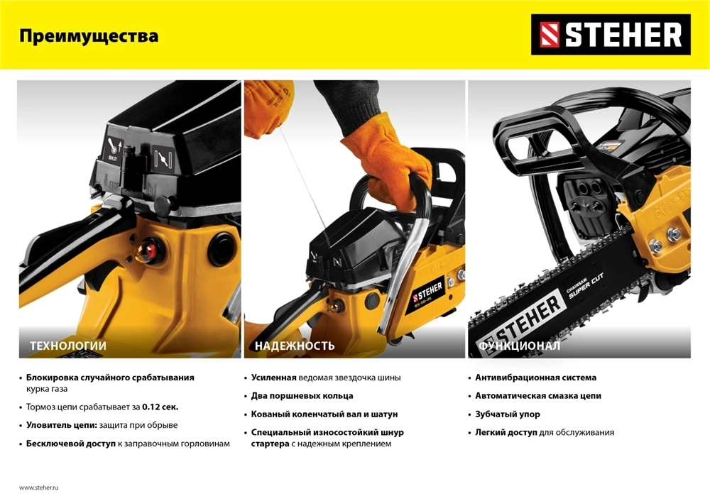 STEHER  45 см3, 40 см, бензопила (BS-45-40) BS-45-40