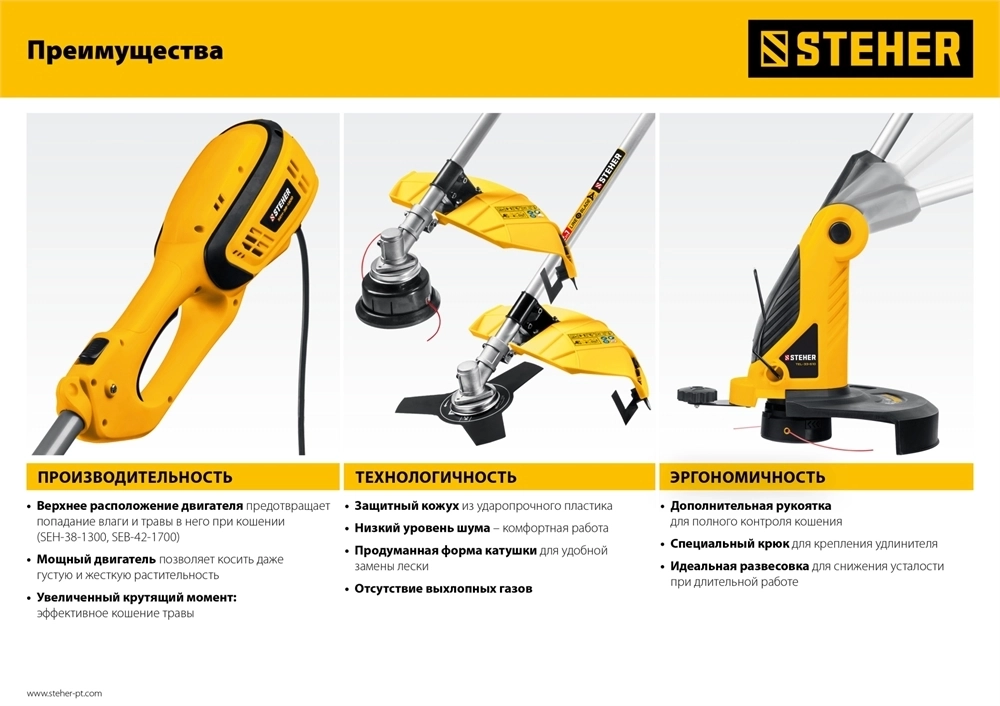 STEHER  400 Вт, ш/с 25 см, сетевой триммер (TEL-25-410) TEL-25-410