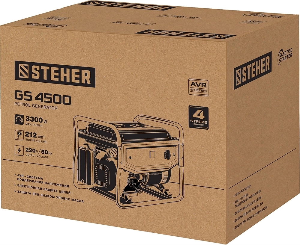 STEHER  3300 Вт, бензиновый генератор (GS-4500) GS-4500