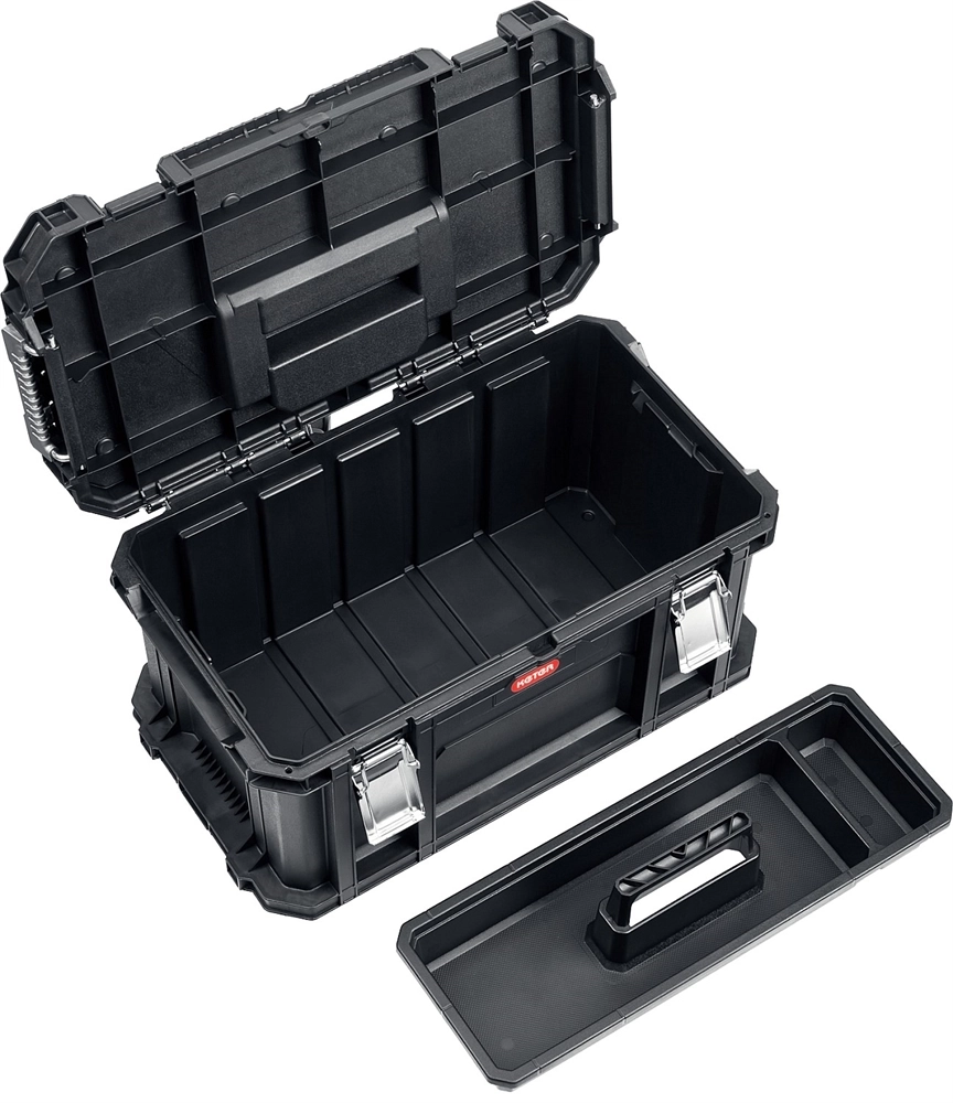 KETER  SMART ROLLING, 564 х 373 х 700 мм, (22″), набор пластиковый ящик-тележка + ящик для инструментов + ящик органайзер (38390-22) 38390-22