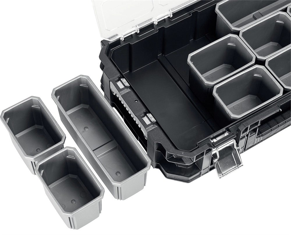 KETER  SMART ROLLING, 564 х 373 х 700 мм, (22″), набор пластиковый ящик-тележка + ящик для инструментов + ящик органайзер (38390-22) 38390-22