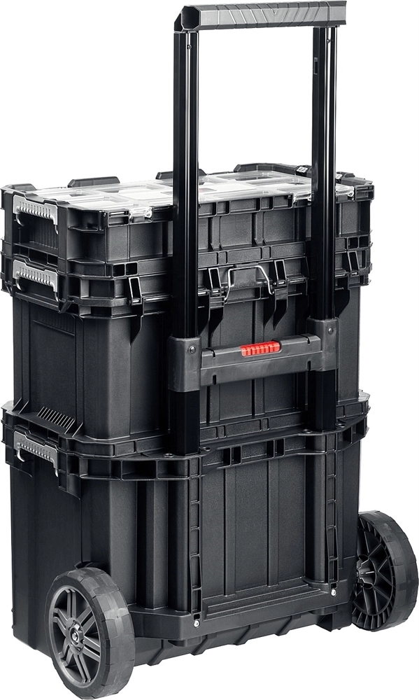 KETER  SMART ROLLING, 564 х 373 х 700 мм, (22″), набор пластиковый ящик-тележка + ящик для инструментов + ящик органайзер (38390-22) 38390-22