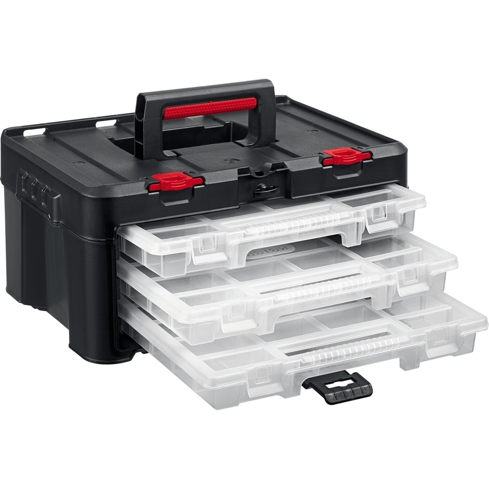 KETER  STACKNROLL, 481 х 332 х 233 мм, (19″), пластиковый ящик с 3 органайзерами и 18 ячейками (38406) 38406