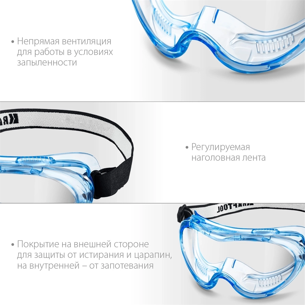 KRAFTOOL  PANORAMA, закрытого типа, защитные очки с непрямой вентиляцией (11008) 11008_z01