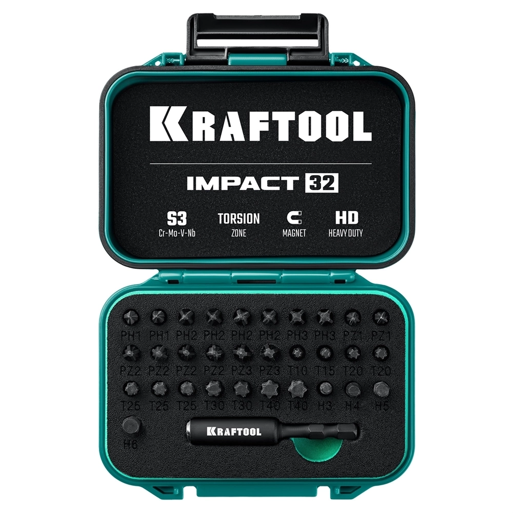 KRAFTOOL  Impact-32, 32 шт, набор ударных бит (26066-H32) 26066-H32