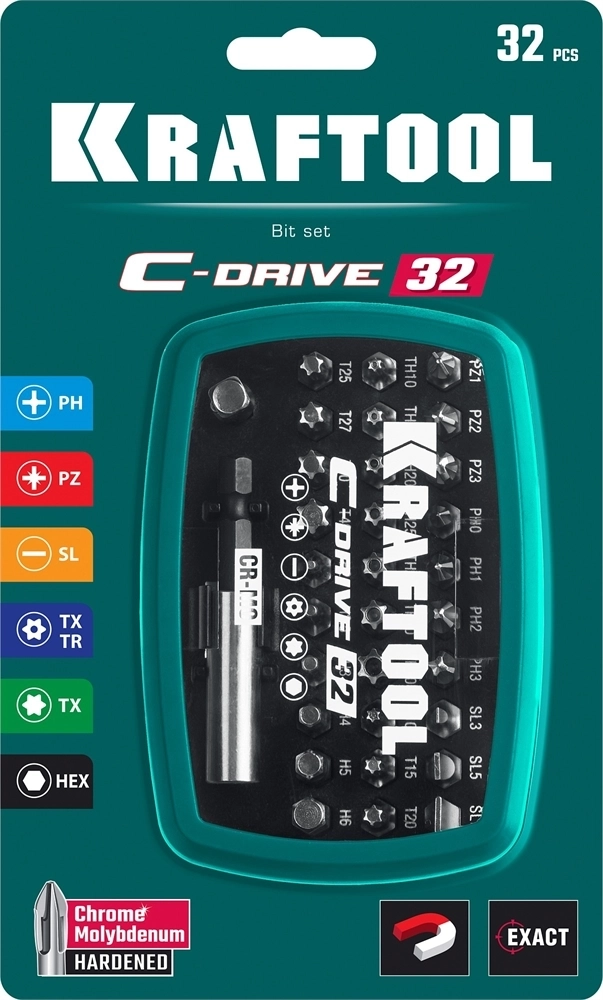KRAFTOOL  C-Drive 32, 32шт, набор многофункциональных бит (26067-H32) 26067-H32