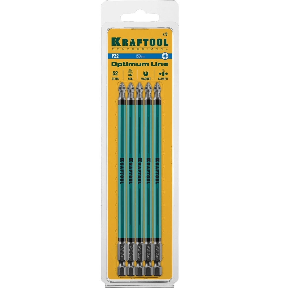 KRAFTOOL  Optimum PZ2, 150 мм, 5 шт, биты (26124-2-150-5) 26124-2-150-5