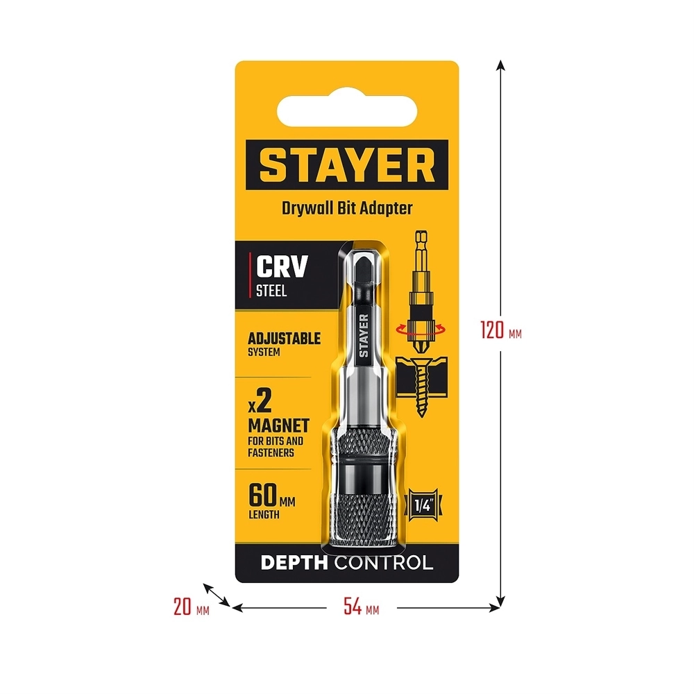 STAYER  DC 65, Адаптер с регулировкой глубины вкручивания для ГКЛ (26741) 26741