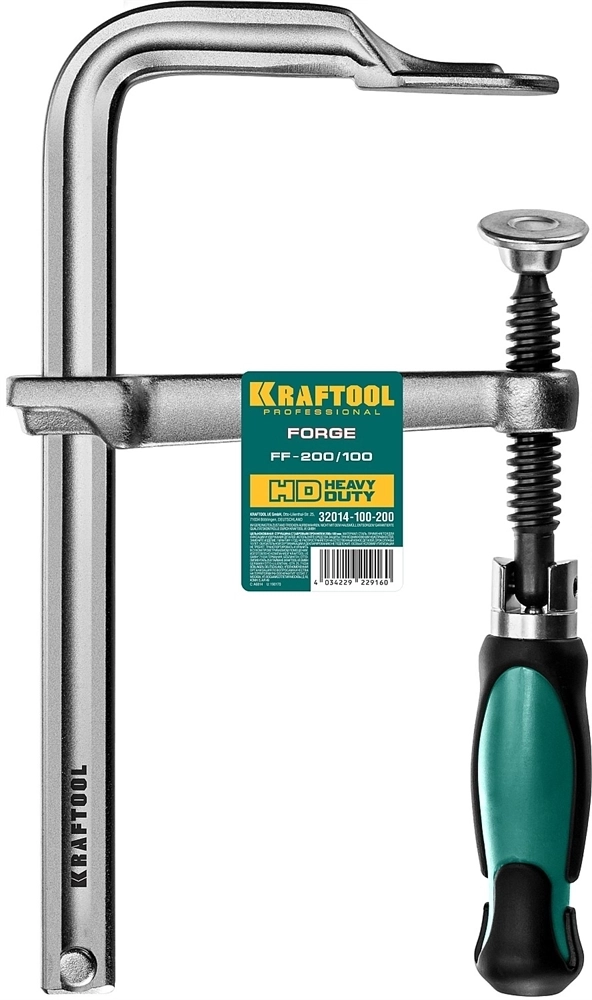 KRAFTOOL  Forge FF-200/100, 100 х 200 мм, цельнокованая струбцина F (32014-100-200) 32014-100-200