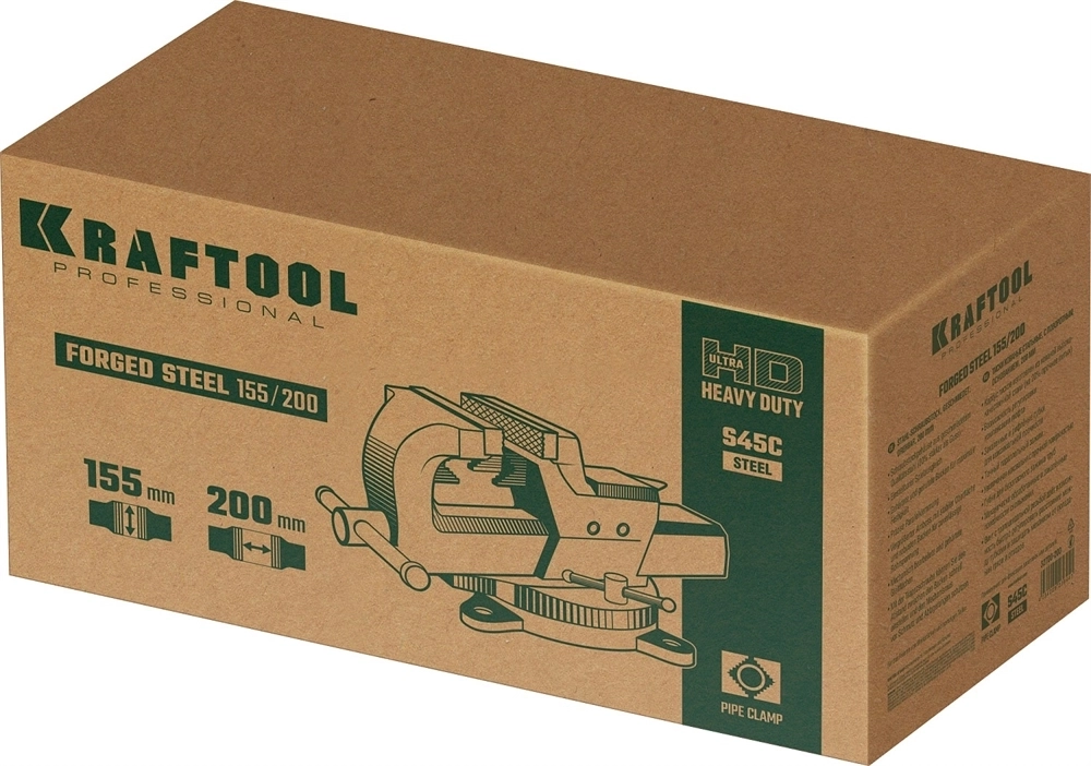 KRAFTOOL  Forge-155/200, с регулировкой компенсации люфта, кованые стальные тиски (32700-200) 32700-200