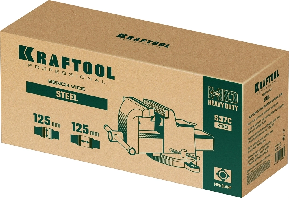 KRAFTOOL  Steel, 125 мм, стальные слесарные тиски (32701-125) 32701-125