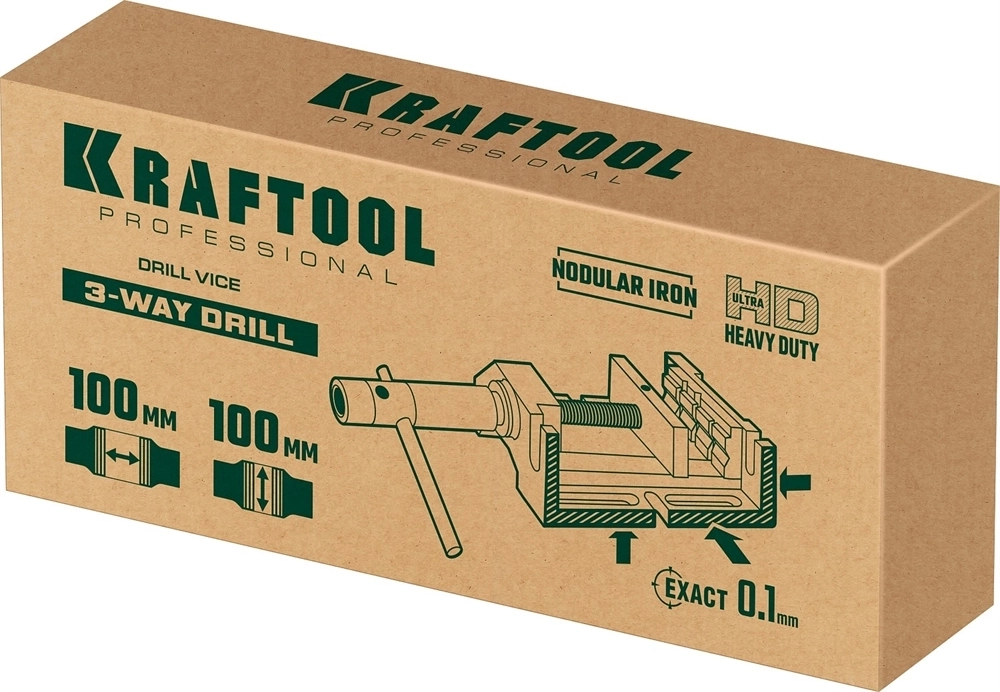 KRAFTOOL  100 мм, трехсторонние, станочные сверлильные тиски (32716-100) 32716-100