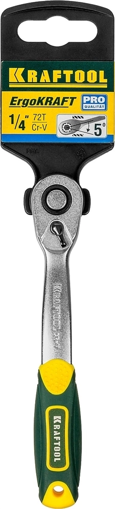 KRAFTOOL  1/4″, 72 зубца, изогнутая трещотка для торцовых головок, Pro (27795-1/4) 27795-1/4_z02