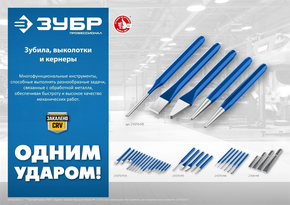 ЗУБР  6 предметов, набор шестигранных выколоток в чехле, Профессионал (21070-H6) 21070-H6