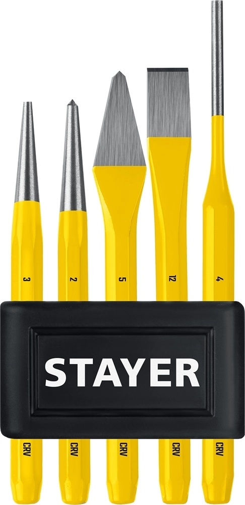STAYER  Hercules, 5 предметов, набор зубил и кернеров в пластиковом держателе, Professional (21077-H5) 21077-H5