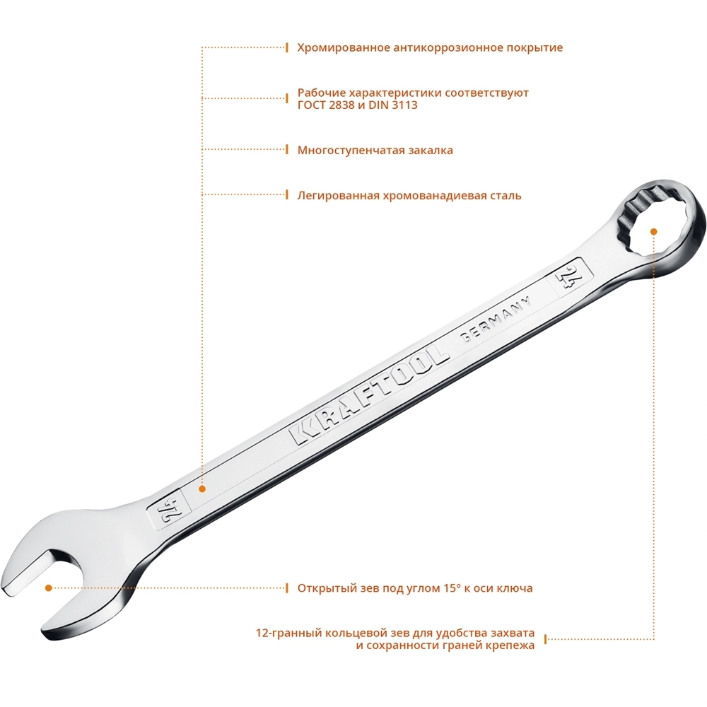 KRAFTOOL  24 мм, комбинированный гаечный ключ (27079-24) 27079-24_z01