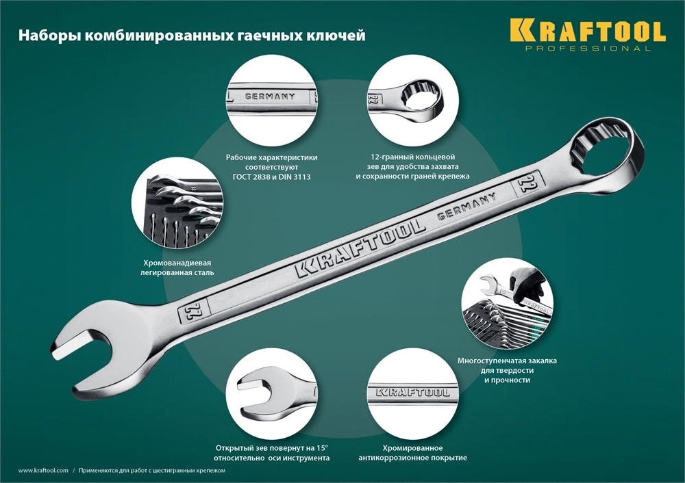 KRAFTOOL  18 шт, 6 - 32 мм, набор комбинированных гаечных ключей (27079-H18E) 27079-H18E
