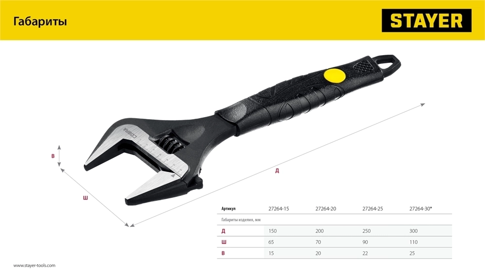 STAYER  Cobra, 250/50 мм, разводной ключ, Professional (27264-25) 27264-25