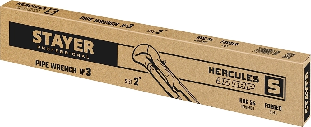 STAYER  Hercules-S, №3, 2″, 560 мм, трубный ключ с изогнутыми губками, Professional (27311-3) 27311-3_z01
