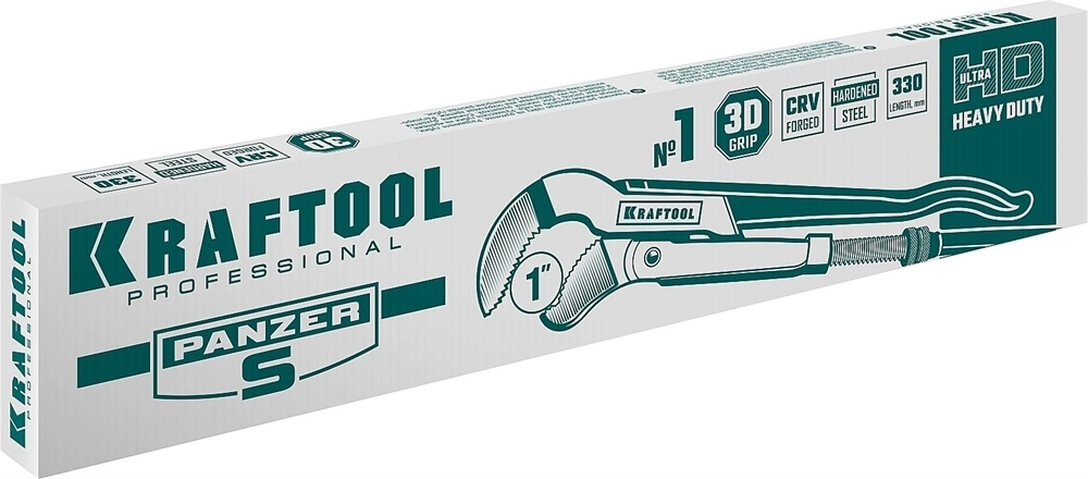 KRAFTOOL  PANZER-S, №1, 1″, 330 мм, трубный ключ с изогнутыми губками (2733-10) 2733-10_z02