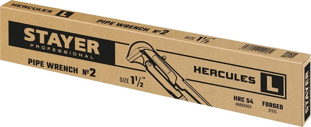 STAYER  Hercules-L, №2, 1.5″, 440 мм, трубный ключ с прямыми губками (27331-2) 27331-2