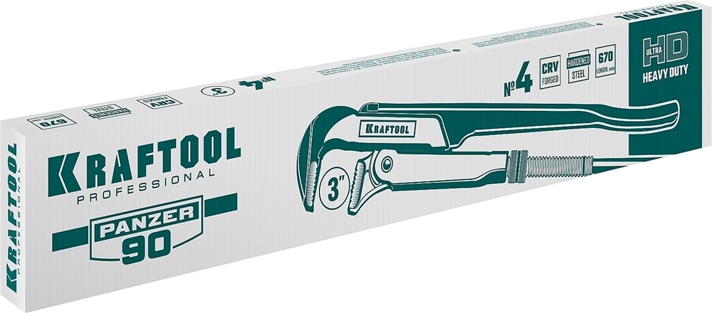 KRAFTOOL  PANZER-90, №4, 3″, 670 мм, трубный ключ с прямыми губками (2734-30) 2734-30_z02