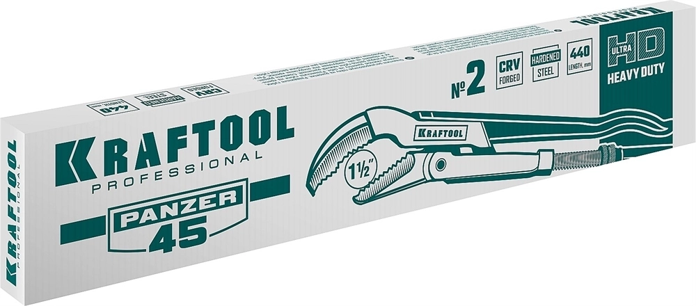 KRAFTOOL  PANZER-4, №2, 1.5″, 440 мм, трубный ключ с изогнутыми губками (2735-15) 2735-15_z02