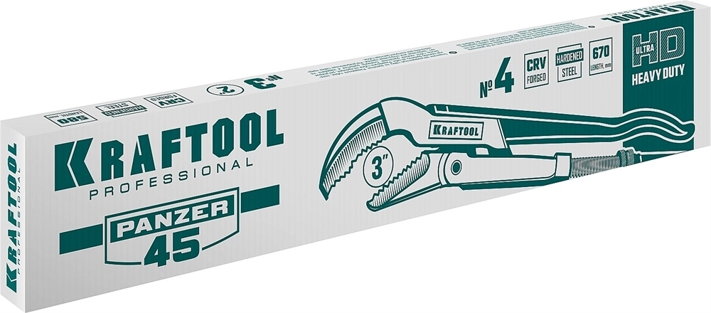 KRAFTOOL  PANZER-45, №4, 3″, 670 мм, трубный ключ с изогнутыми губками (2735-30) 2735-30_z02