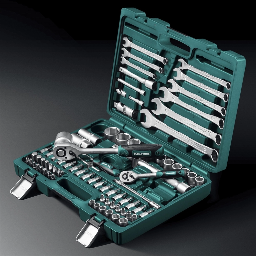 KRAFTOOL  X-Drive 82, 82 предм., (1/2″+1/4″), универсальный набор инструмента (27887-H82) 27887-H82_z03