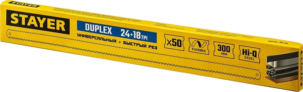 STAYER  Duplex 24 + 18 TPI, 12 х 300 мм, 1 шт, коробка 50 шт, двустороннее полотно по металлу (1589-02) 1589-02_z01