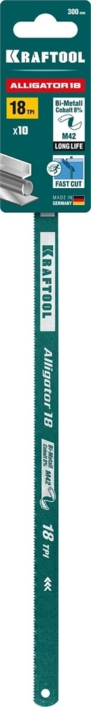 KRAFTOOL  Alligator-18, 18 TPI, 300 мм, биметталическое гибкое полотно по металлу (15942-18-1) 15942-18-1