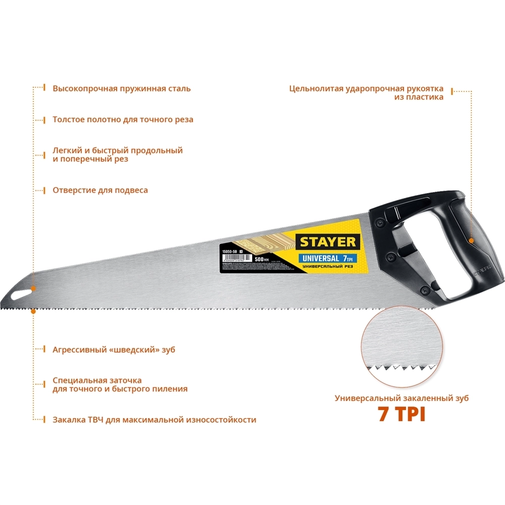 STAYER  Universal, 500 мм, универсальная ножовка (15050-50) 15050-50_z03
