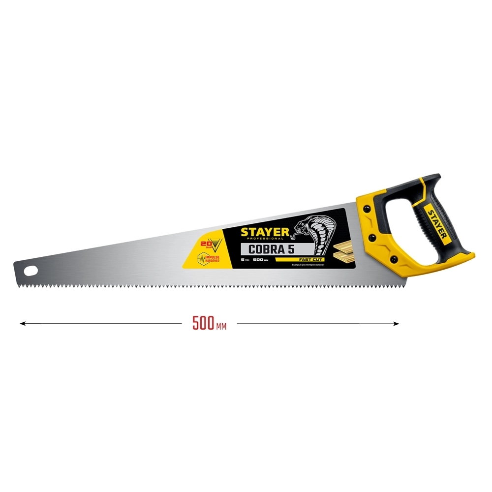 STAYER  Cobra 5, 500 мм, ножовка по дереву, Professional (1506-50) 1506-50_z02