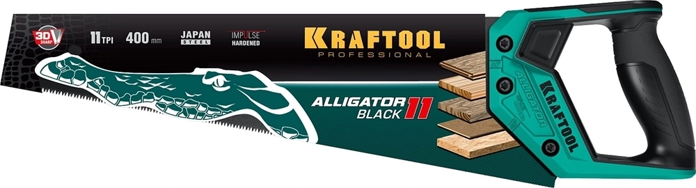 KRAFTOOL  Alligator Black 11, 400 мм, ножовка для точного реза (15205-40) 15205-40