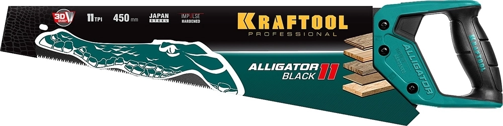 KRAFTOOL  Alligator Black 11, 450 мм, ножовка для точного реза (15205-45) 15205-45