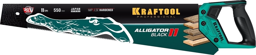 KRAFTOOL  Alligator Black 11, 550 мм, ножовка для точного реза (15205-55) 15205-55